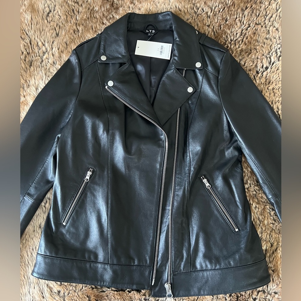 Long Tall Sally tall black leather biker jacket